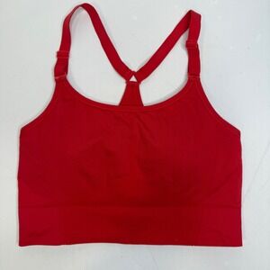 All in Motion Red Seamless Racerback Sports Bra Adjustable Straps Medium Support